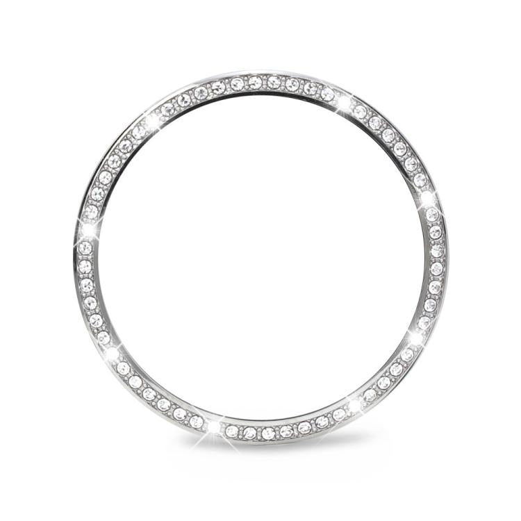 For Samsung Galaxy Watch8 40mm Diamond Bezel and Black Reverse Buckle Silicone Watch Band(Gray Silver)