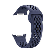 For Samsung Galaxy Watch8 40mm Diamond Bezel and Black Reverse Buckle Silicone Watch Band(Midnight Blue Silver)