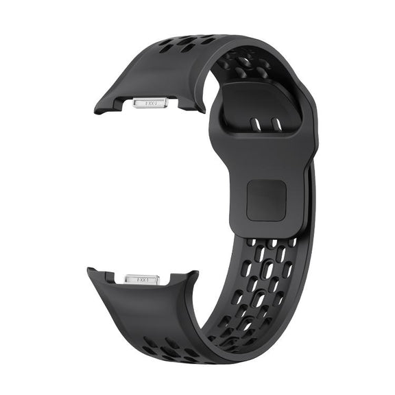 For Samsung Galaxy Watch8 40mm Diamond Bezel and Black Reverse Buckle Silicone Watch Band(Black Silver)