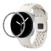 For Samsung Galaxy Watch8 44mm Speed Bezel and Black Reverse Buckle Silicone Watch Band(Beige Silver)