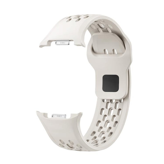 For Samsung Galaxy Watch8 44mm Speed Bezel and Black Reverse Buckle Silicone Watch Band(Beige Silver)