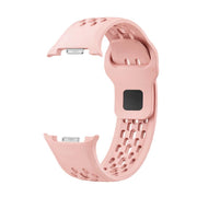 For Samsung Galaxy Watch8 44mm Speed Bezel and Black Reverse Buckle Silicone Watch Band(Pink Silver)