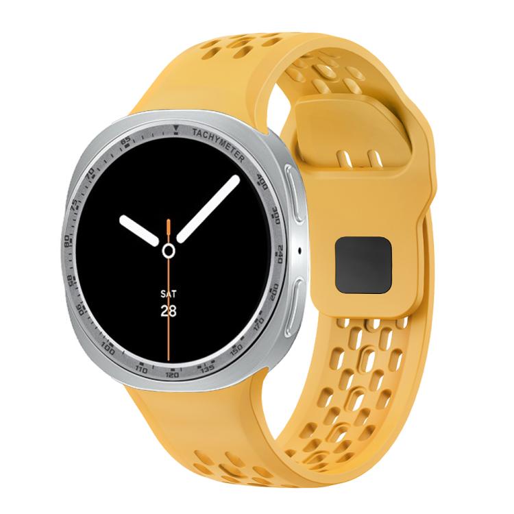 For Samsung Galaxy Watch8 44mm Speed Bezel and Black Reverse Buckle Silicone Watch Band(Yellow Silver)