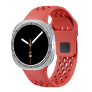 For Samsung Galaxy Watch8 44mm Speed Bezel and Black Reverse Buckle Silicone Watch Band(Red Silver)