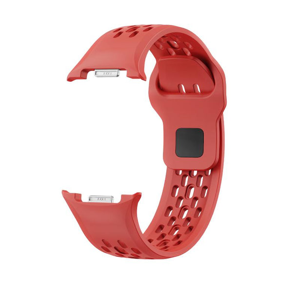 For Samsung Galaxy Watch8 44mm Speed Bezel and Black Reverse Buckle Silicone Watch Band(Red Silver)