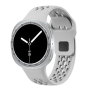For Samsung Galaxy Watch8 44mm Speed Bezel and Black Reverse Buckle Silicone Watch Band(Gray Silver)