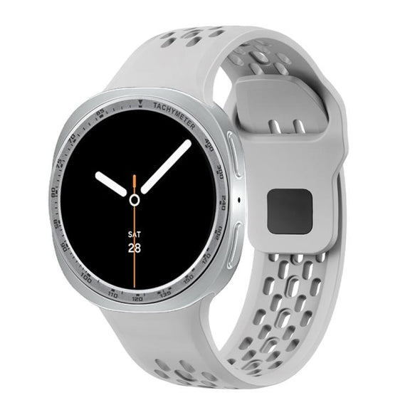 For Samsung Galaxy Watch8 44mm Speed Bezel and Black Reverse Buckle Silicone Watch Band(Gray Silver)