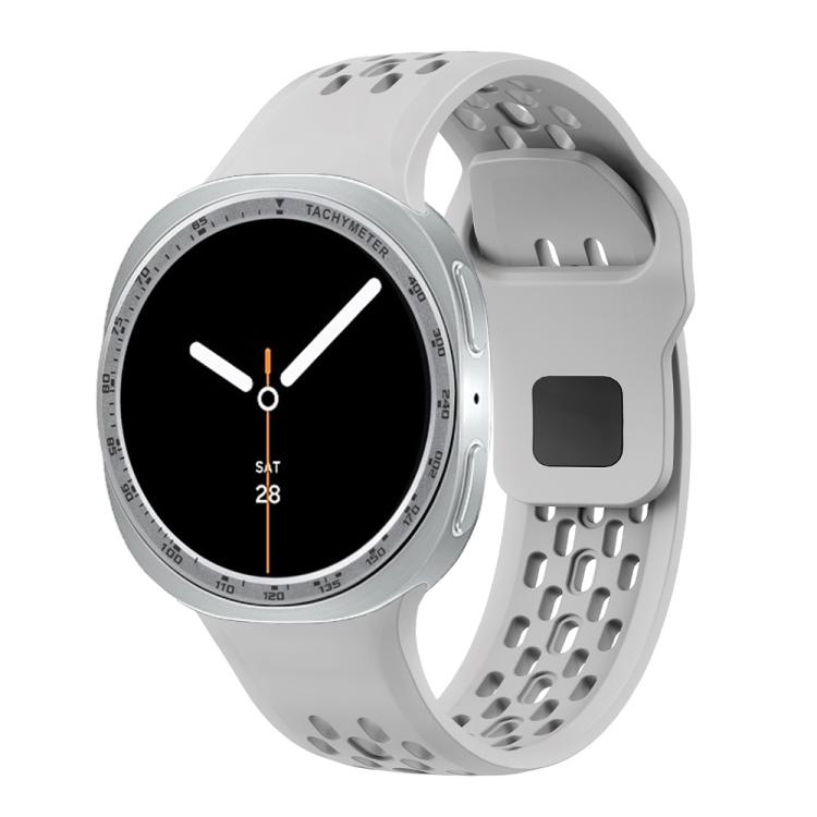For Samsung Galaxy Watch8 44mm Speed Bezel and Black Reverse Buckle Silicone Watch Band(Gray Silver)