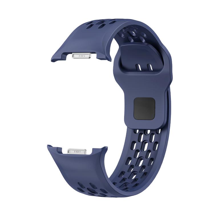For Samsung Galaxy Watch8 44mm Speed Bezel and Black Reverse Buckle Silicone Watch Band(Midnight Blue Silver)