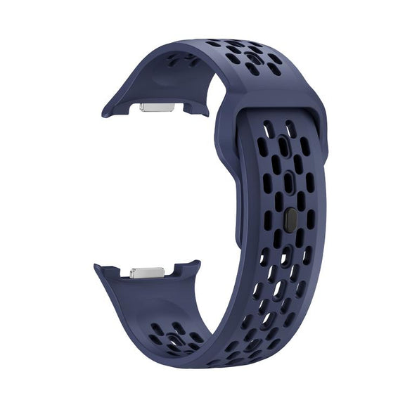 For Samsung Galaxy Watch8 44mm Speed Bezel and Black Reverse Buckle Silicone Watch Band(Midnight Blue Silver)