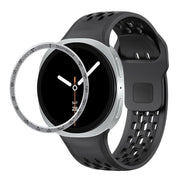 For Samsung Galaxy Watch8 44mm Speed Bezel and Black Reverse Buckle Silicone Watch Band(Black Silver)