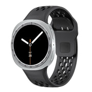 For Samsung Galaxy Watch8 44mm Speed Bezel and Black Reverse Buckle Silicone Watch Band(Black Silver)