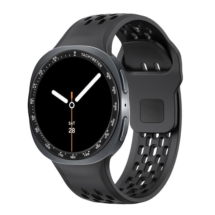 For Samsung Galaxy Watch8 44mm Speed Bezel and Black Reverse Buckle Silicone Watch Band(Black Black)
