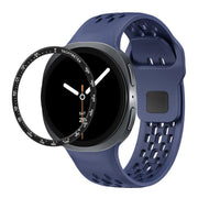 For Samsung Galaxy Watch8 44mm Speed Bezel and Black Reverse Buckle Silicone Watch Band(Midnight Blue Black)