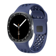 For Samsung Galaxy Watch8 44mm Speed Bezel and Black Reverse Buckle Silicone Watch Band(Midnight Blue Black)