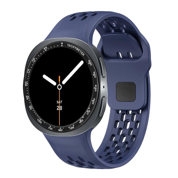 For Samsung Galaxy Watch8 44mm Speed Bezel and Black Reverse Buckle Silicone Watch Band(Midnight Blue Black)