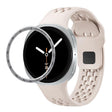 For Samsung Galaxy Watch8 40mm Speed Bezel and Black Reverse Buckle Silicone Watch Band(Starlight Silver) - free shipping - PMC TechLife - Order now!