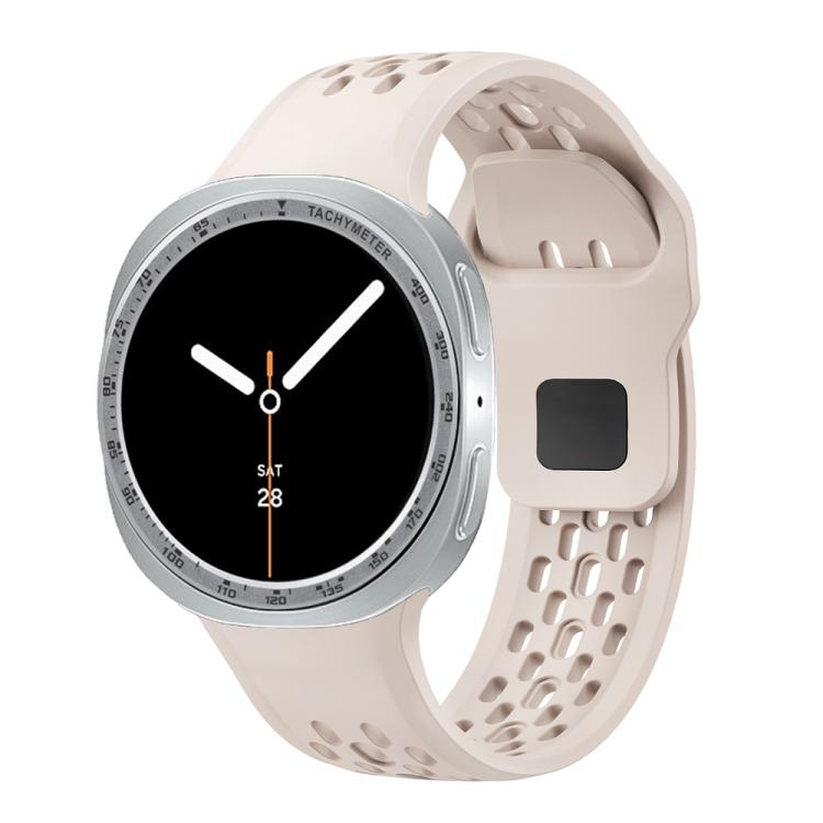 For Samsung Galaxy Watch8 40mm Speed Bezel and Black Reverse Buckle Silicone Watch Band(Starlight Silver)