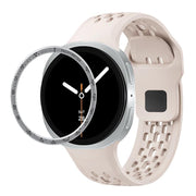 For Samsung Galaxy Watch8 40mm Speed Bezel and Black Reverse Buckle Silicone Watch Band(Starlight Silver)