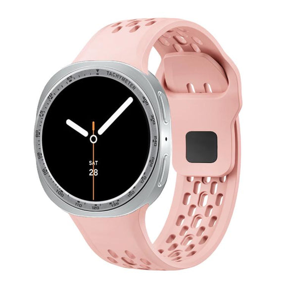 For Samsung Galaxy Watch8 40mm Speed Bezel and Black Reverse Buckle Silicone Watch Band(Pink Silver)