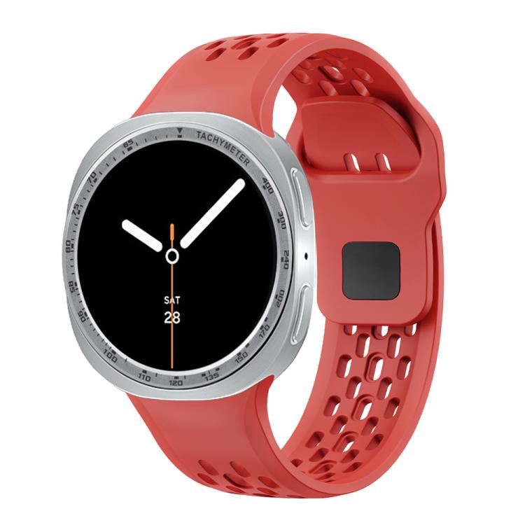 For Samsung Galaxy Watch8 40mm Speed Bezel and Black Reverse Buckle Silicone Watch Band(Red Silver)