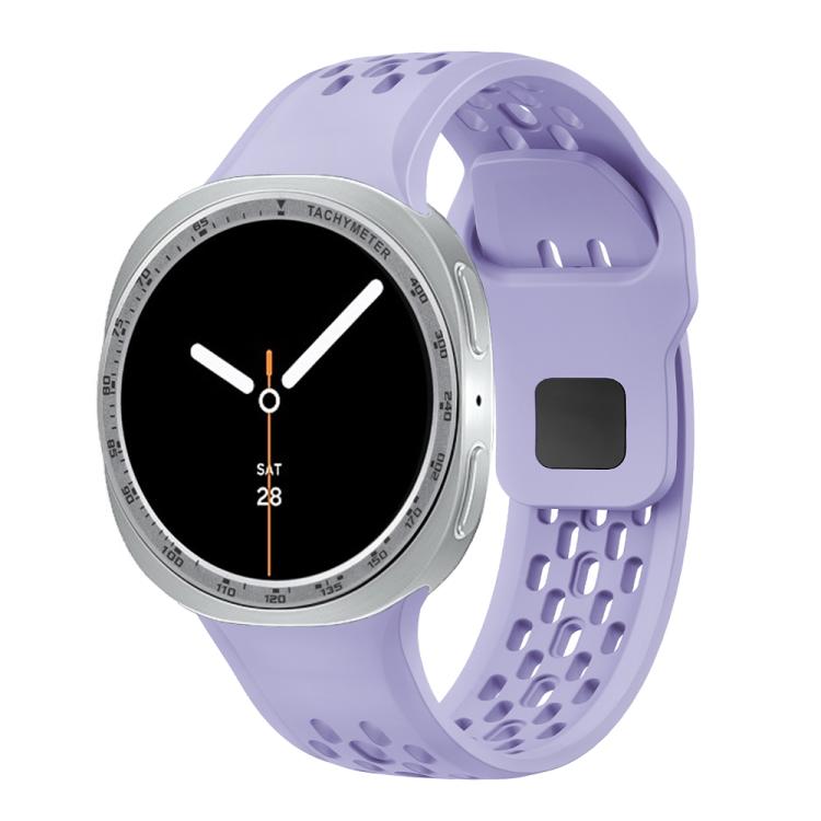 For Samsung Galaxy Watch8 40mm Speed Bezel and Black Reverse Buckle Silicone Watch Band(Purple Silver)