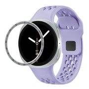 For Samsung Galaxy Watch8 40mm Speed Bezel and Black Reverse Buckle Silicone Watch Band(Purple Silver)