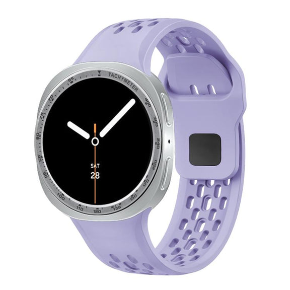 For Samsung Galaxy Watch8 40mm Speed Bezel and Black Reverse Buckle Silicone Watch Band(Purple Silver)