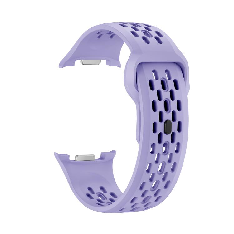 For Samsung Galaxy Watch8 40mm Speed Bezel and Black Reverse Buckle Silicone Watch Band(Purple Silver)
