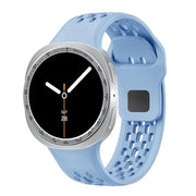 For Samsung Galaxy Watch8 40mm Speed Bezel and Black Reverse Buckle Silicone Watch Band(Light Blue Silver)