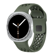 For Samsung Galaxy Watch8 40mm Speed Bezel and Black Reverse Buckle Silicone Watch Band(Army Green Silver)