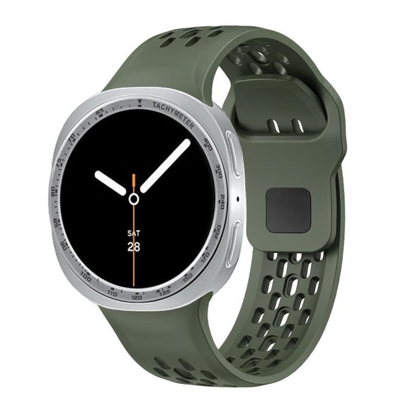 For Samsung Galaxy Watch8 40mm Speed Bezel and Black Reverse Buckle Silicone Watch Band(Army Green Silver)