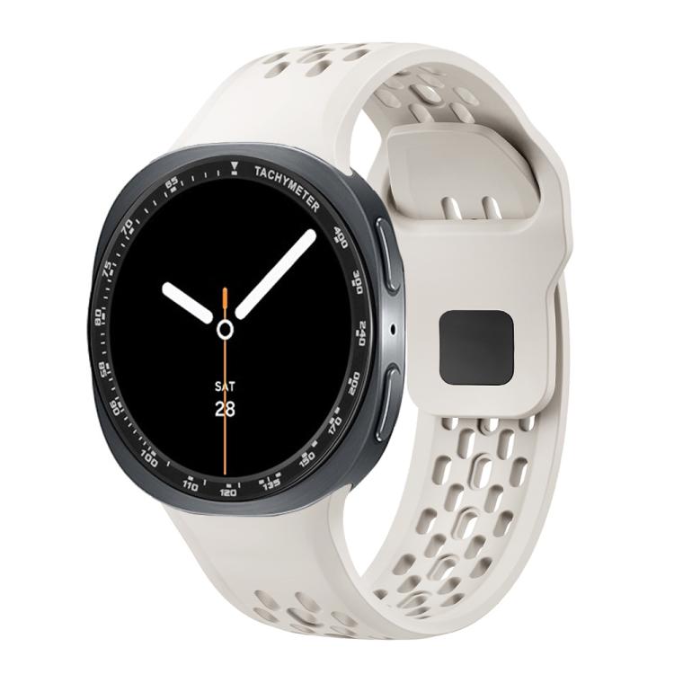 For Samsung Galaxy Watch8 40mm Speed Bezel and Black Reverse Buckle Silicone Watch Band(Beige Black)