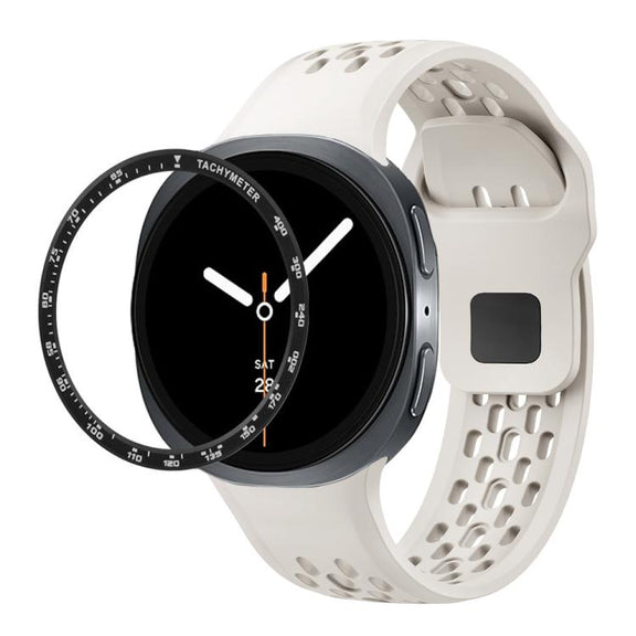 For Samsung Galaxy Watch8 40mm Speed Bezel and Black Reverse Buckle Silicone Watch Band(Beige Black)