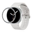 For Samsung Galaxy Watch8 44mm Speed Bezel and Solid Color Stitched Silicone Watch Band(Lime White Silver) - free shipping - PMC TechLife - Order now!