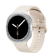 For Samsung Galaxy Watch8 44mm Speed Bezel and Solid Color Stitched Silicone Watch Band(Starlight Silver)