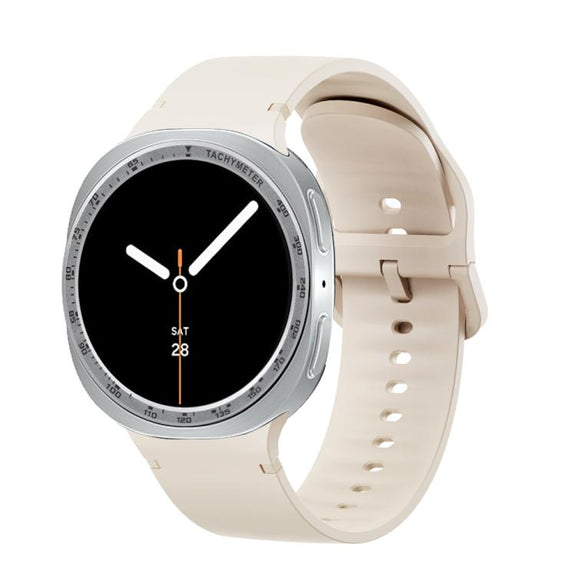 For Samsung Galaxy Watch8 44mm Speed Bezel and Solid Color Stitched Silicone Watch Band(Starlight Silver)