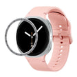 For Samsung Galaxy Watch8 44mm Speed Bezel and Solid Color Stitched Silicone Watch Band(Pink Silver) - free shipping - PMC TechLife - Order now!