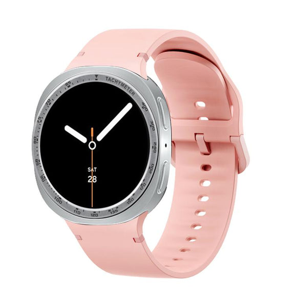 For Samsung Galaxy Watch8 44mm Speed Bezel and Solid Color Stitched Silicone Watch Band(Pink Silver)