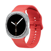 For Samsung Galaxy Watch8 44mm Speed Bezel and Solid Color Stitched Silicone Watch Band(Red Silver)