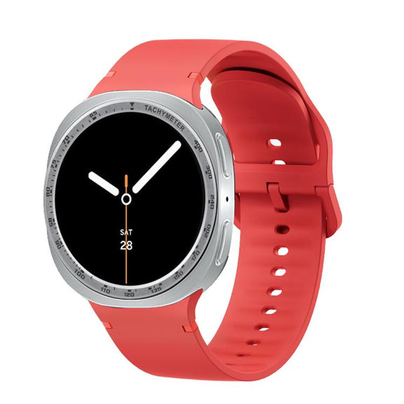 For Samsung Galaxy Watch8 44mm Speed Bezel and Solid Color Stitched Silicone Watch Band(Red Silver)