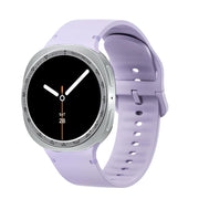 For Samsung Galaxy Watch8 44mm Speed Bezel and Solid Color Stitched Silicone Watch Band(Official Purple Silver)
