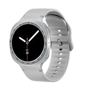 For Samsung Galaxy Watch8 44mm Speed Bezel and Solid Color Stitched Silicone Watch Band(Gray Silver)
