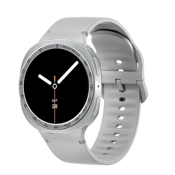 For Samsung Galaxy Watch8 44mm Speed Bezel and Solid Color Stitched Silicone Watch Band(Gray Silver)