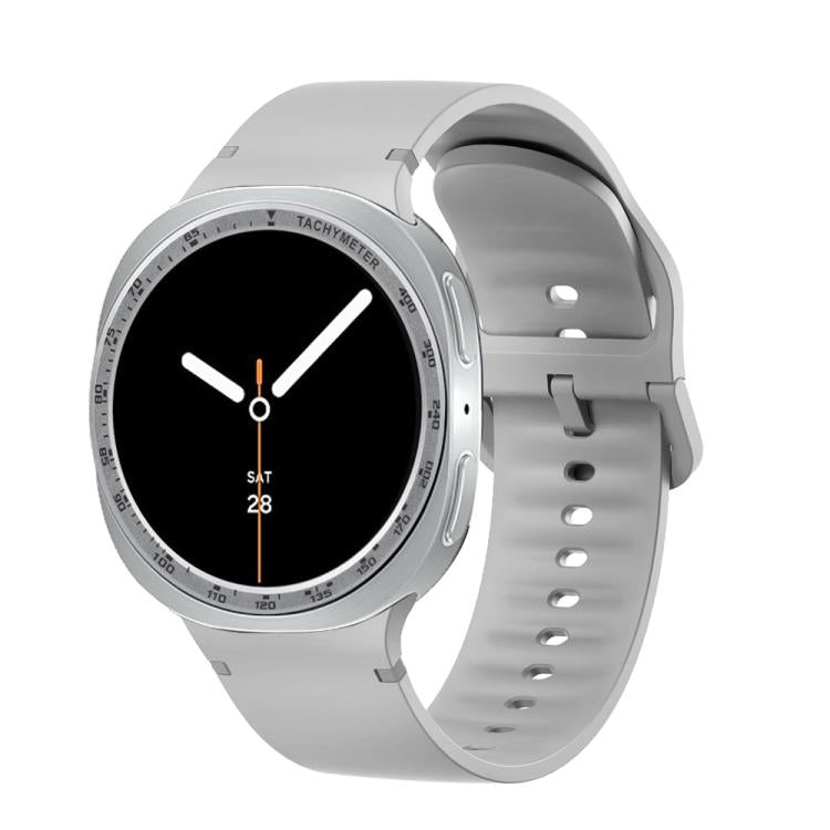 For Samsung Galaxy Watch8 44mm Speed Bezel and Solid Color Stitched Silicone Watch Band(Gray Silver)