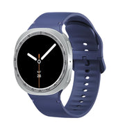 For Samsung Galaxy Watch8 44mm Speed Bezel and Solid Color Stitched Silicone Watch Band(Midnight Blue Silver)