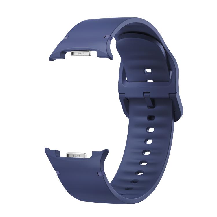 For Samsung Galaxy Watch8 44mm Speed Bezel and Solid Color Stitched Silicone Watch Band(Midnight Blue Silver)