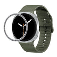 For Samsung Galaxy Watch8 44mm Speed Bezel and Solid Color Stitched Silicone Watch Band(Army Green Silver) - free shipping - PMC TechLife - Order now!