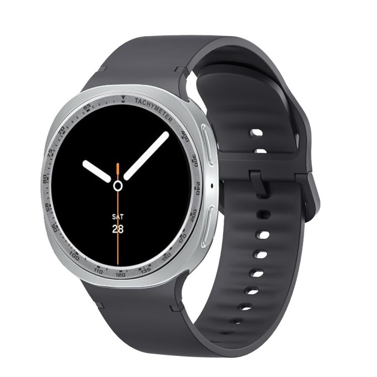 For Samsung Galaxy Watch8 44mm Speed Bezel and Solid Color Stitched Silicone Watch Band(Dark Gray Silver)