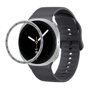 For Samsung Galaxy Watch8 44mm Speed Bezel and Solid Color Stitched Silicone Watch Band(Dark Gray Silver)